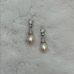Diana, Princess of Wales Lustrous Pearl and Crystal Teardrop Earrings